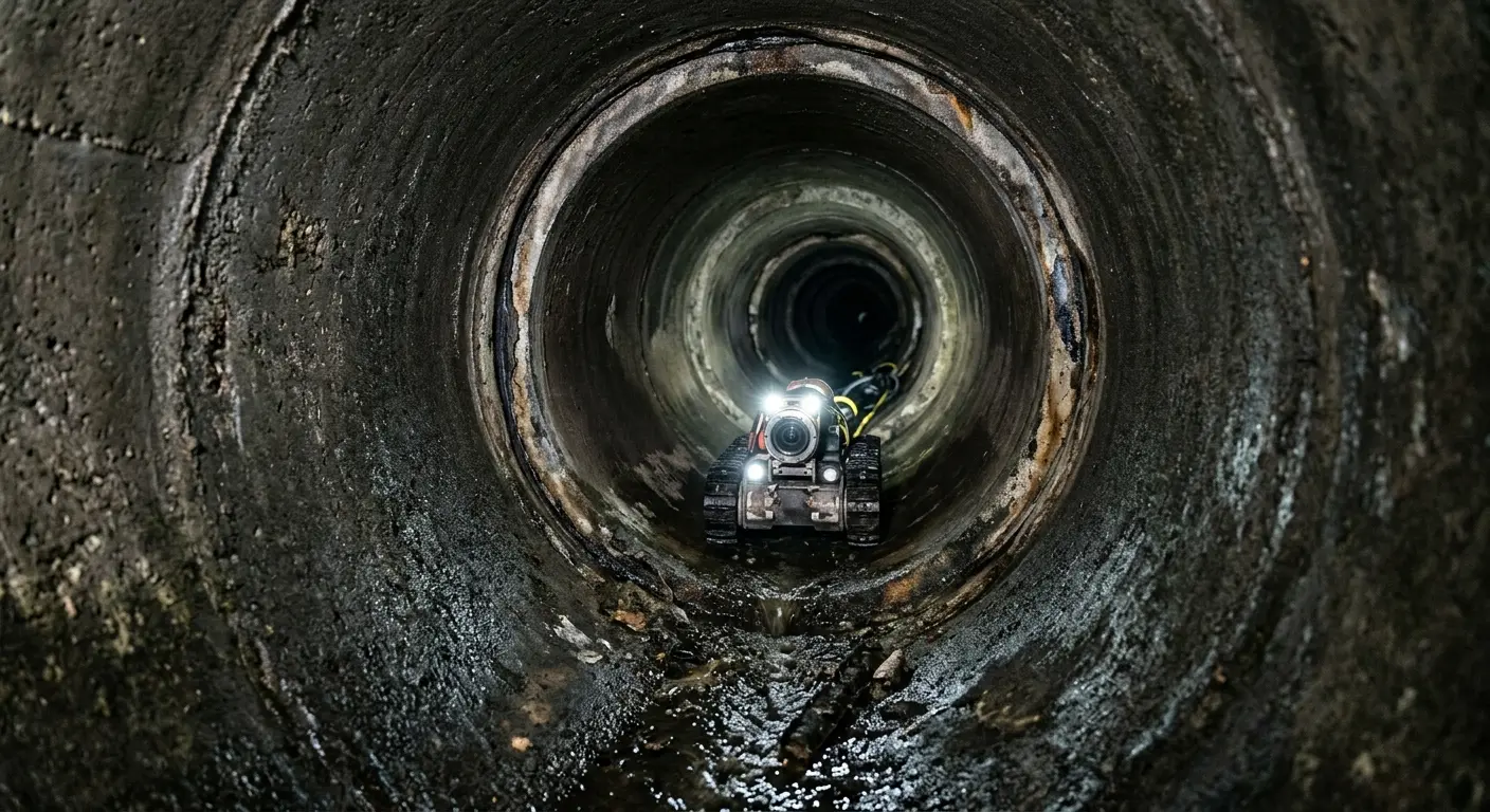Robotic sewer camera inspecting pipe interior for Sewer Line Repair in Hutchinson
